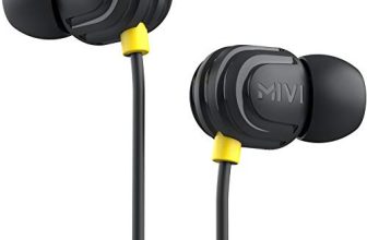 Mivi Rock and Roll E5 Wired In Ear Earphones with HD Sound and Extra Powerful Bass with Mic, Tangle Free & Extra Length Cable | Earphones for Mobile | Black