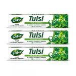 Dabur Herb’l Tulsi – Anti Bacterial Toothpaste with No added Fluoride and Parabens- 200 g (Pack of 3)