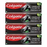 Colgate Charcoal Clean Black Gel whitening Toothpaste, 480 gm (120g x 4), Bamboo Charcoal and Wintergreen Mint for a Clean Mouth Experience