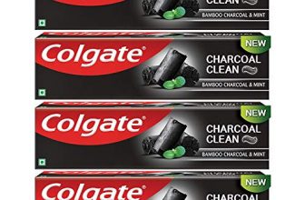 Colgate Charcoal Clean Black Gel whitening Toothpaste, 480 gm (120g x 4), Bamboo Charcoal and Wintergreen Mint for a Clean Mouth Experience