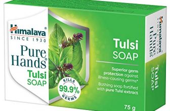 Himalaya Pure Hands Tulsi Soap, Superior Germ Protection, Grad 1 Soap 7% TFM, 75 g, Pack of 6