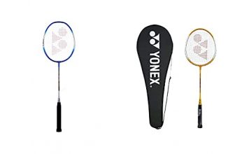 Yonex ZR 100 Light Aluminium Badminton Racquet with Full Cover | Made in India (Blue)+Yonex GR 303 Aluminum Blend Badminton Racquet with Full Cover (Yellow)