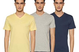 Amazon Brand – Symbol Men’s Solid Regular T-Shirt (Pack of 3) (SS20SYMTEE41-G_Yellow, Grey Melange, Navy S)