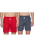Amazon Brand – Symbol Men’s Printed Cotton Boxers (Pack of 2)(SYMBXPO2-50_Red & Navy_S)