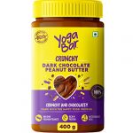 Yogabar Crunchy Peanut Butter 400g | Dark Chocolate Peanut Butter Crunchy with No Palm Oil & Anti-Oxidants | Creamy, Crunchy & Chocolatey | Non GMO Vegan Peanut Butter | Contains no Palm Oil or Preservatives