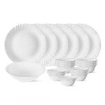 Larah by BOROSIL Opalware Dinner Set – 19 Pieces, White