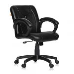 Da Urban® Deaver Mid Back Revolving Leatherette Ergonomic Home & Office Executive Chair With High Comfort Seating, Height Adjustable Seat & Nylon Base (Black)