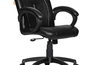 Da Urban® Deaver Mid Back Revolving Leatherette Ergonomic Home & Office Executive Chair With High Comfort Seating, Height Adjustable Seat & Nylon Base (Black)