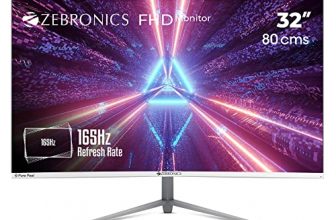 Zebronics Gaming Ac32Fhd Led Curved 165Hz 80Cm (32″) 1920X1080 Fhd Resolution Monitor With Display Port + Hdmi Dual Input, Built-In Speaker, Wall Mount Facility, 300 Nits Brightness & Headphone Out