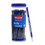 Reynolds Brite Plus 25 Pens Jar – Blue | Lightweight Ball Pen With Comfortable Grip For Extra Smooth Writing I School And Office