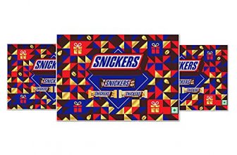 Snickers Premium Chocolate Gift Pack | 3 Snickers Miniatures | 2 Snickers Peanut & Butterscotch Bars | 1 Snickers Almond Bar | 150G – Pack Of 3