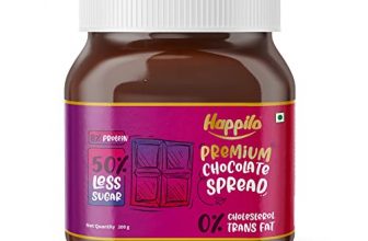 Happilo Premium Chocolate Spread, Delicious And Low-Carb Chocolate Spread With Goodness Of Dark Chocolate, High Protein Low Sugar Sweet Dessert, Smooth & Creamy Guilt-Free Diet Snack, No Cholesterol And Trans-Fat, 200G