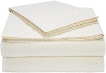 Amazonbasics Microfiber Sheet Set – (Includes 1 Bedsheet, 1 Fitted Sheet With Elastic, 2 Pillow Covers) King, Yellow Scallop