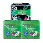 Whisper Day & Night Sanitary Pads|144 Thin Pads|100 Day + 44 Night Pads|Complete Period Protection|50 Ultra Clean Xl+ Pads With 44 Bindazzz Night Xl+ Pads|Dry Topsheet|With Disposable Wrap