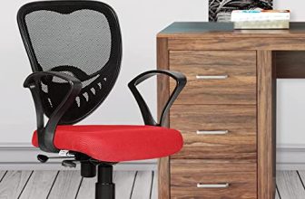 Da Urban® Carex Mid-Back Revolving Mesh Ergonomic Chair For Home & Office With Tilt Lock Mechanism, Armrest & High Comfort Seating (Red)