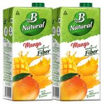 B Natural Mango Juice, Goodness Of Fiber, Made With Choicest Mangoes, 1 Litre (Pack Of 2)