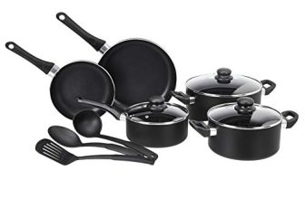Amazon Basics – Non-Stick Cookware Set Without Induction Base (Black) 8 Piece