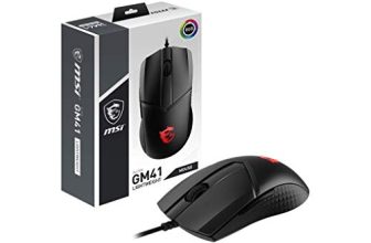 Msi Usb Clutch Gm41 Lightweight Gaming Mouse – 16000 Dpi Optical Sensor, Symmetrical, 60M+ Click Omron Switches, 6-Buttons, Frixion-Free Cable, 1Ms Latency, Rgb Mystic Light, 65G – Wired