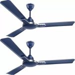 Longway Wave P2 1200 Mm/48 Inch 400 Rpm Ultra High Speed 3 Blade 5-Star Rated Anti-Dust Decorative Ceiling Fan (Silver Blue, Pack Of 2)