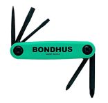 Bondhus 12545, Set 5 Utility Fold-Up Tool Set. #1, 2 Phillips; 1/8, 3/16 Slotted; And Awl (1)
