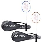 Yonex Zr 100 Light Aluminium Badminton Racquet With Full Cover (Blue/Orange) Made In India , Set Of 2