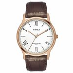 Timex Men’S Analog White Dial Coloured Quartz Watch, Round Dial Rose Gold Stainless Steel Case – Twntg0900