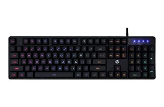 Hp K300 Backlit Membrane Wired Gaming Keyboard With Mixed Color Lighting, 4 Led Indicators, Matte Finish Double Injection Key Caps And Windows Lock Key / 3 Years Warranty(4Qm95Aa)