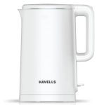 Havells Caro 1.5 Litre Double Wall, 304 Stainless Steel Inner Body, Cool Touch Outer Body, Wider Mouth, 2 Year Warranty (White, 1250 Watt)
