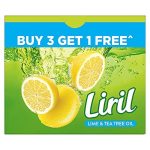 Liril Lime And Tea Tree Oil Soap, Refreshing Bathing Soap With Fragrance & Freshness Of Lemon, Paraben & Sulphate Free Cleanser, 125 G (Buy 3 Get 1)
