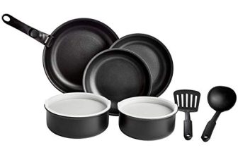 Amazon Basics Cookware Set With Lids And Removable Handle -10 Piece (Without Induction Base)