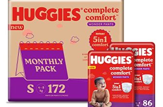 Huggies Complete Comfort Wonder Pants, Small (S) Size Baby Diaper Pants, Combo Pack Of 2, 86 Count Per Pack, (172 Count) With 5 In 1 Comfort