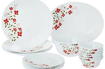 Larah By Borosil Janus Opalware Dinner Set (White, 21-Pieces)