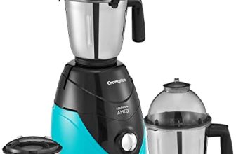 Crompton Ameo 750-Watt Mixer Grinder With Maxigrind And Motor Vent-X Technology (3 Stainless Steel Jars, Black & Green)