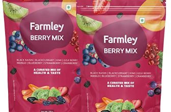 Farmley Premium Dried Berries Mixed & Healthly Snacks Contains Cranberry,Black Raisins,Strawberry,Black Currant & More Pack Of 2, Each 200 Gm
