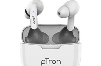 Ptron Bassbuds Duo In Ear Earbuds With 32Hrs Total Playtime, Bluetooth 5.1 Wireless Headphones, Stereo Audio, Touch Control Tws, With Mic, Type-C Fast Charging, Ipx4 & Voice Assistance (White)