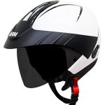 Steelbird Sb-33 Arm 7Wings Isi Certified Open Face Helmet With Peak Cap (Large 600 Mm, Dashing White With Smoke Visor)