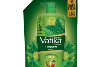 Dabur Vatika Health Shampoo – 1L (Refill Pouch) | With 7 Natural Ingredients | For Smooth, Shiny & Nourished Hair | Repairs Hair Damage, Controls Frizz | For All Hair Types | Goodness Of Henna & Amla