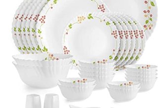 Cello Opalware Dazzle Secret Garden Dinner Set, 35Pcs, White