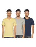 Amazon Brand – Symbol Men’s Solid Regular T-Shirt (Pack of 3) (SS20SYMTEE41-G_Yellow, Grey Melange, Navy S)