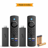 Fire TV Stick (3rd Gen, 2021) gift twin pack + AmazonBasics AAA Alkaline Non-Rechargeable Batteries (4 Pack) Combo