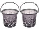 Kuber Industries Tinted Print Plastic Bucket for Home/Kitchen/Office/with Handle, 24 Litre Pack of 2 (Black)-46KM0346