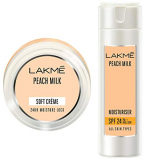 Lakme Soft Creme Moisturizer, Peach Milk, 150g And Lakme Peach Milk SPF 24 PA Sunscreen Moisturiser, 120 ml