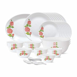 Larah By Borosil Opalware Dinner Set (White) – 44 Pieces