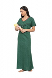 Fabme Women’S Cotton Floral Floor Length Nighty (Nw0243Dgn_Dark Green_Free Size)
