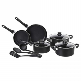 Amazon Basics – Non-Stick Cookware Set Without Induction Base (Black) 8 Piece