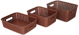 Cello Style Knit Big Basket Without Lid, Set Of 3, Brown