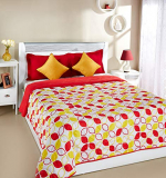Amazon Brand – Solimo Arendale Microfibre Printed Quilt Blanket/Comforter, Double, 120 Gsm, Yellow And Red, Reversible