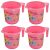 Fun Homes Floral Print 4 Pieces Unbreakable Strong Plastic Bathroom Mug,500 Ml (Pink)