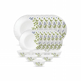 La Opala, Novo Collection, Opal Glass Dinner Set 18 Pcs, Lush Greens, White
