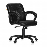 Da Urban® Deaver Mid Back Revolving Leatherette Ergonomic Home & Office Executive Chair With High Comfort Seating, Height Adjustable Seat & Nylon Base (Black)